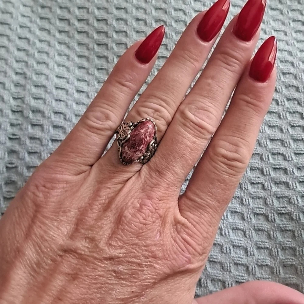 Norwegian Thulite Ring in Sterling Silver. - Picture 7 of 10